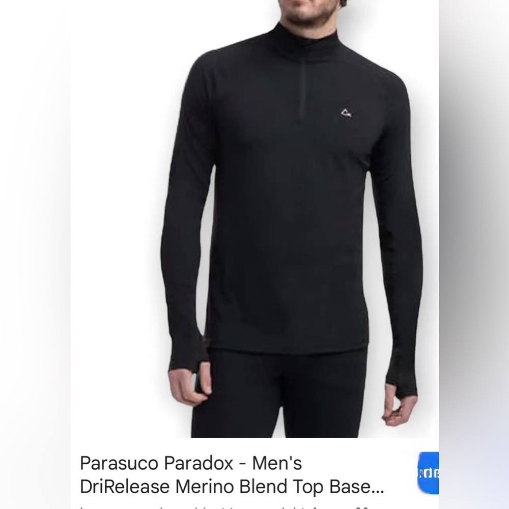 Paradox Men's Black Dri-release merino wool blend 1/4 zip pullover